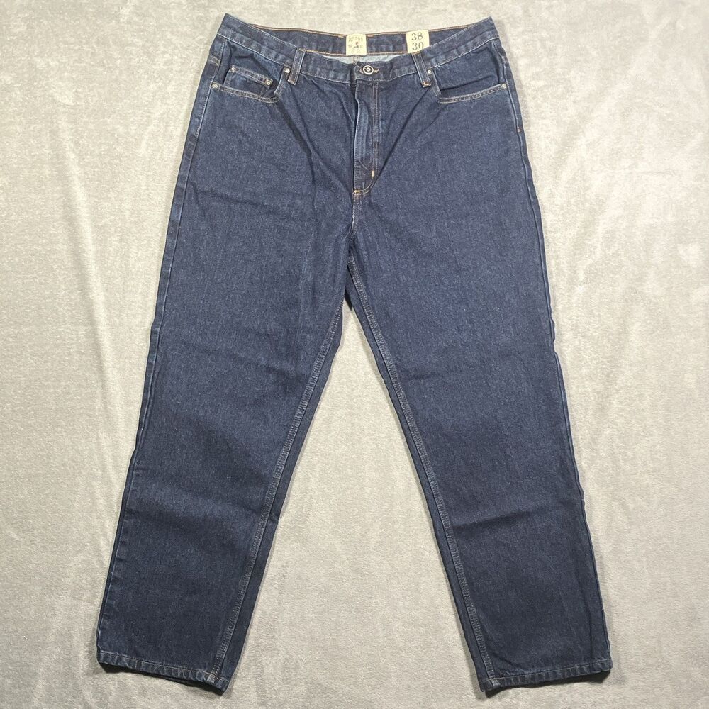 RedHead Mens Dark Wash Blue Denim Jeans Straight Regular Fit Mid 30x38